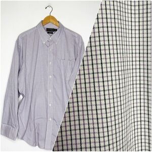 Lauren Ralph Lauren Purple Button Down Shirt Checkered Pattern Size 18 34/35 XL